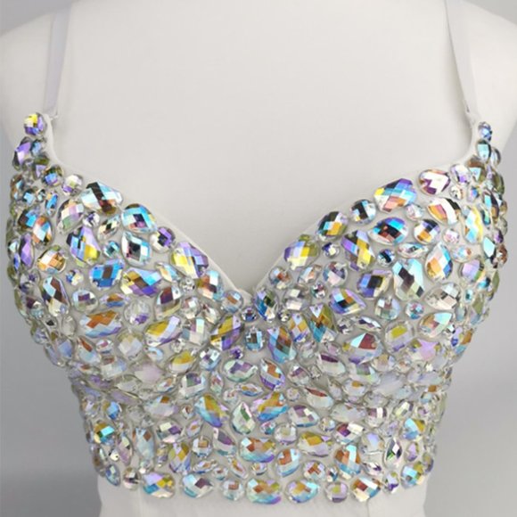 Boutique Tops Y2k Multicolored Sparkle Rhinestone Corset Bustier